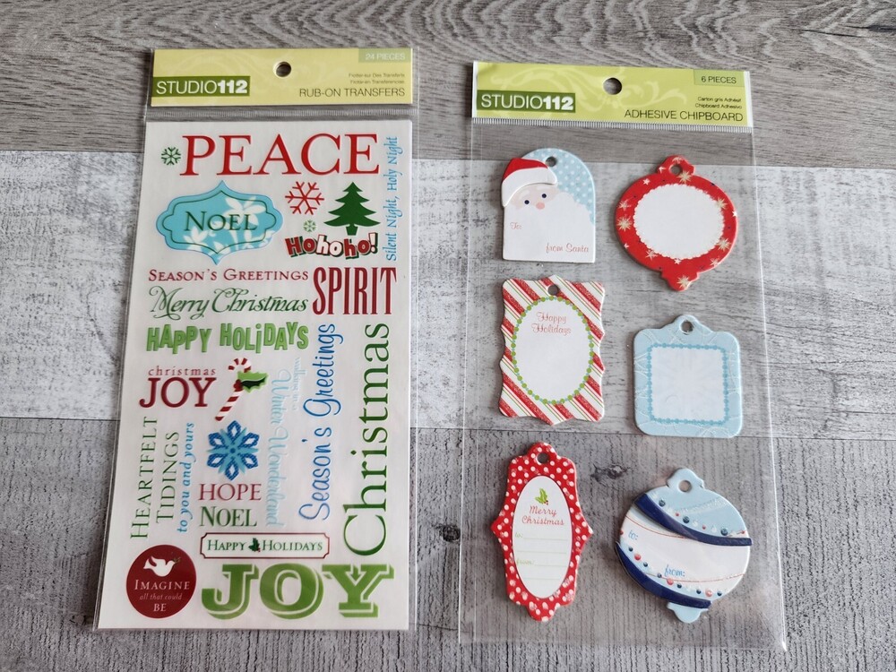Christmas Stickers Scrapbook Cards Rub On Transfers Studio 112 LOT New #48